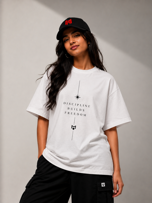 Discipline Builds Freedom — Minimal Motivation Oversized Tee