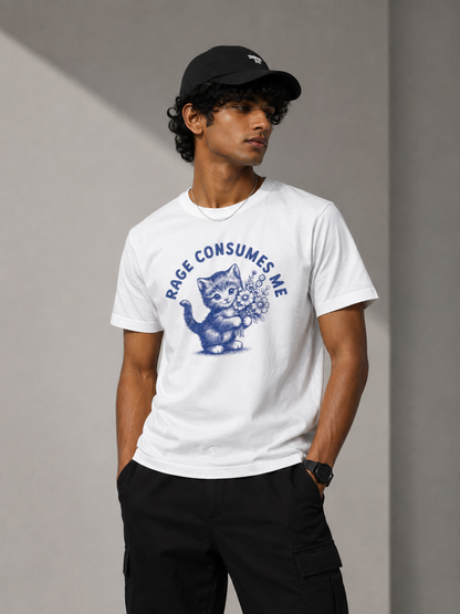 Rage Consumes Me Cute Kitten Floral Graphic Supima Tee