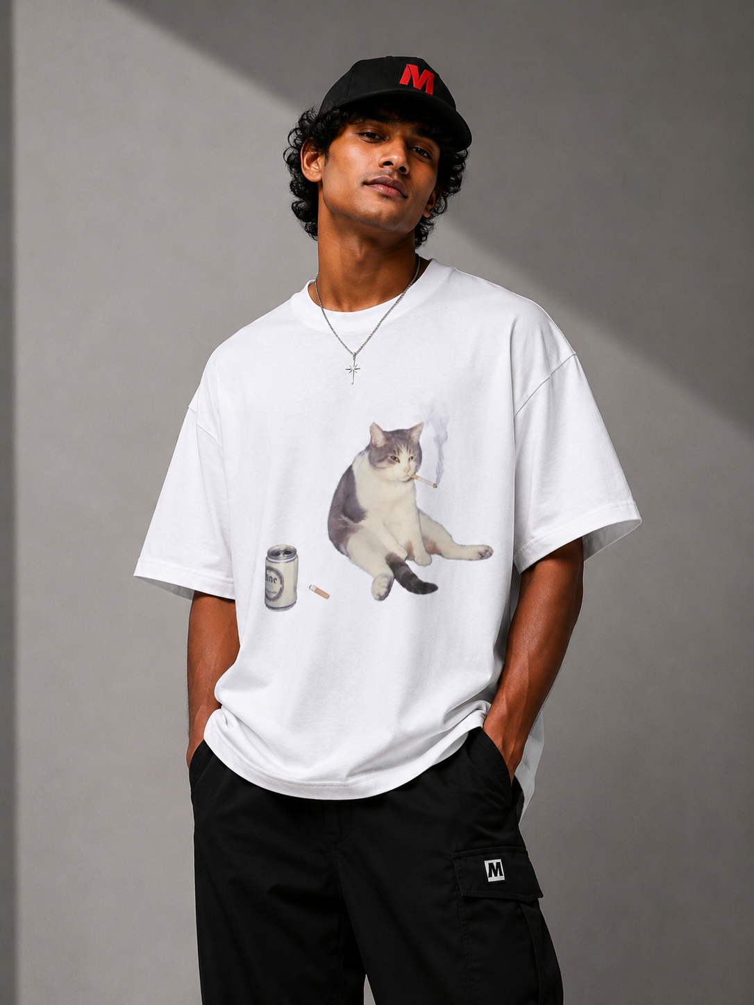 Ciggy Cat — Zero Regrets Graphic Oversized Tee